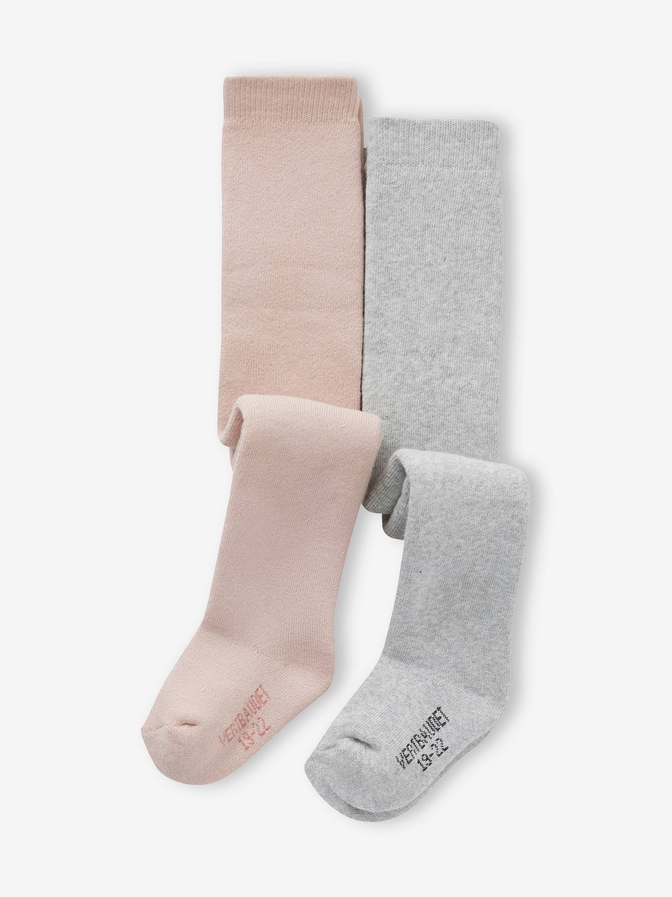 Vertbaudet Set Van 2 Paar Maillots Voor Babymeisjes In Behaaglijk Bouclettebreisel Aan De Binnenkant Gemêleerd Grijs