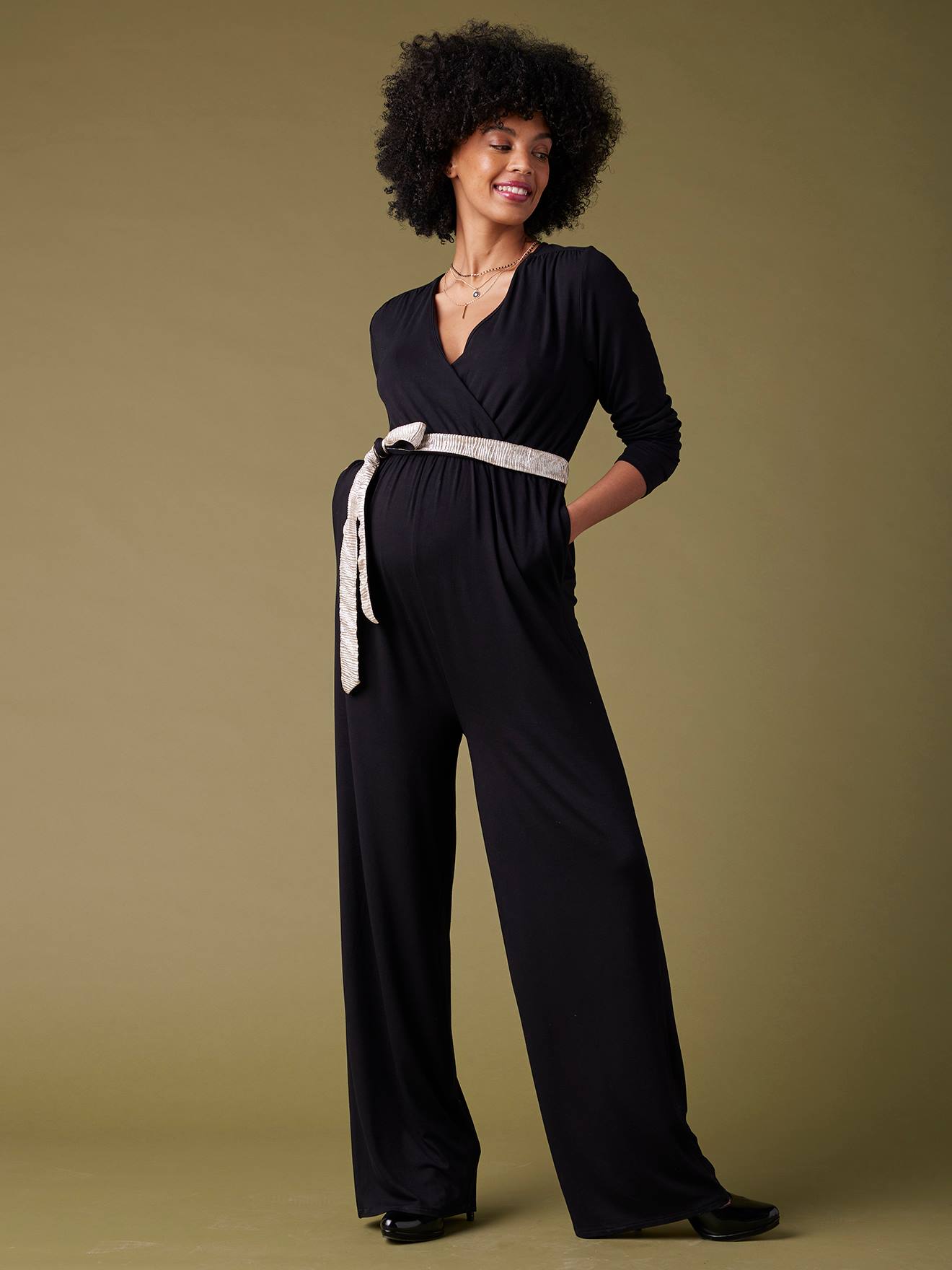 Wijde Zwangerschaps- En Borstvoedingsjumpsuit Met Omkeerbare Tailleband Envie De Fraise Zwart
