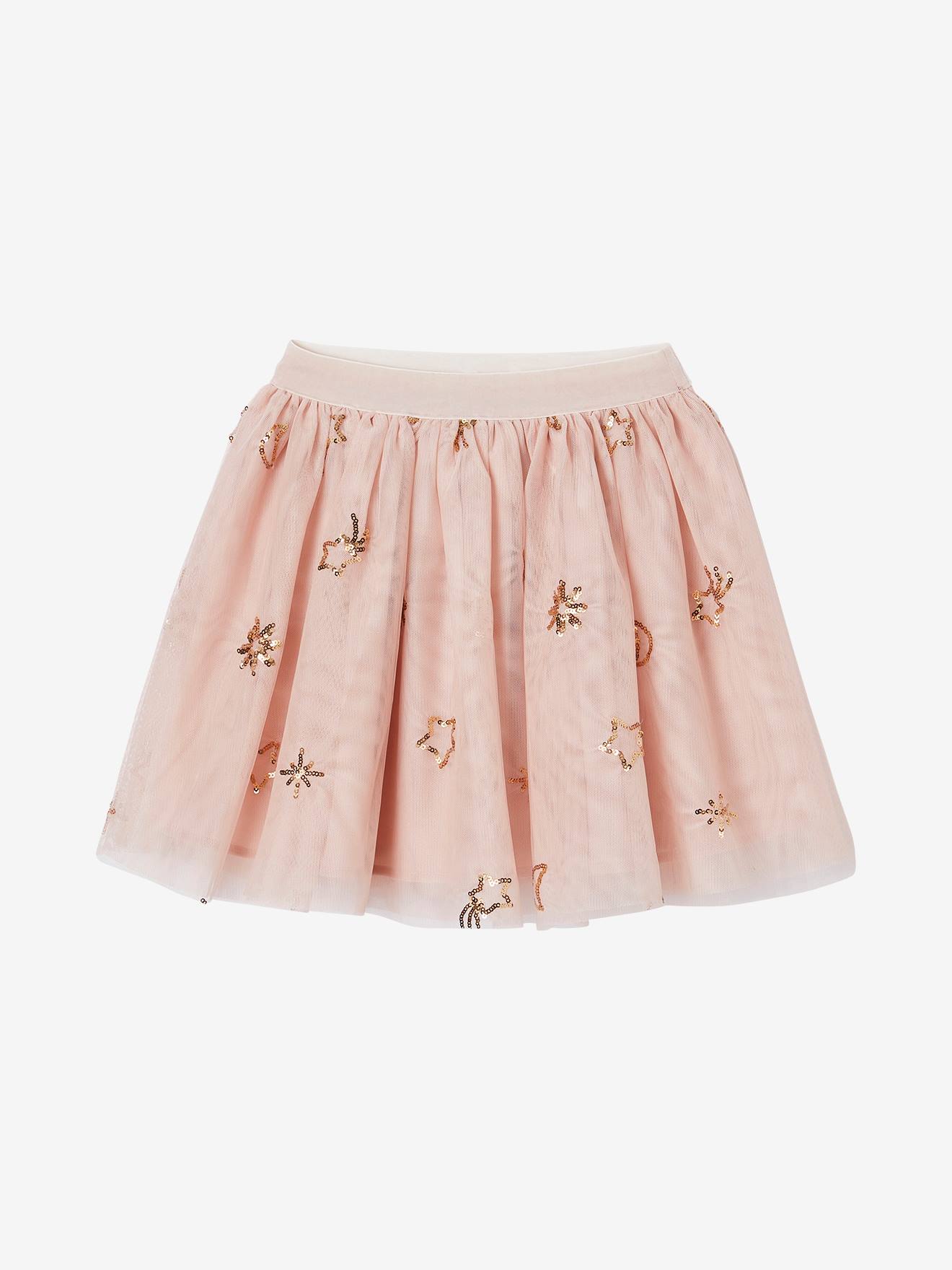 Vertbaudet Feestelijke Meisjesrok Met Sterren En Pailletten Roze (poederkleur)