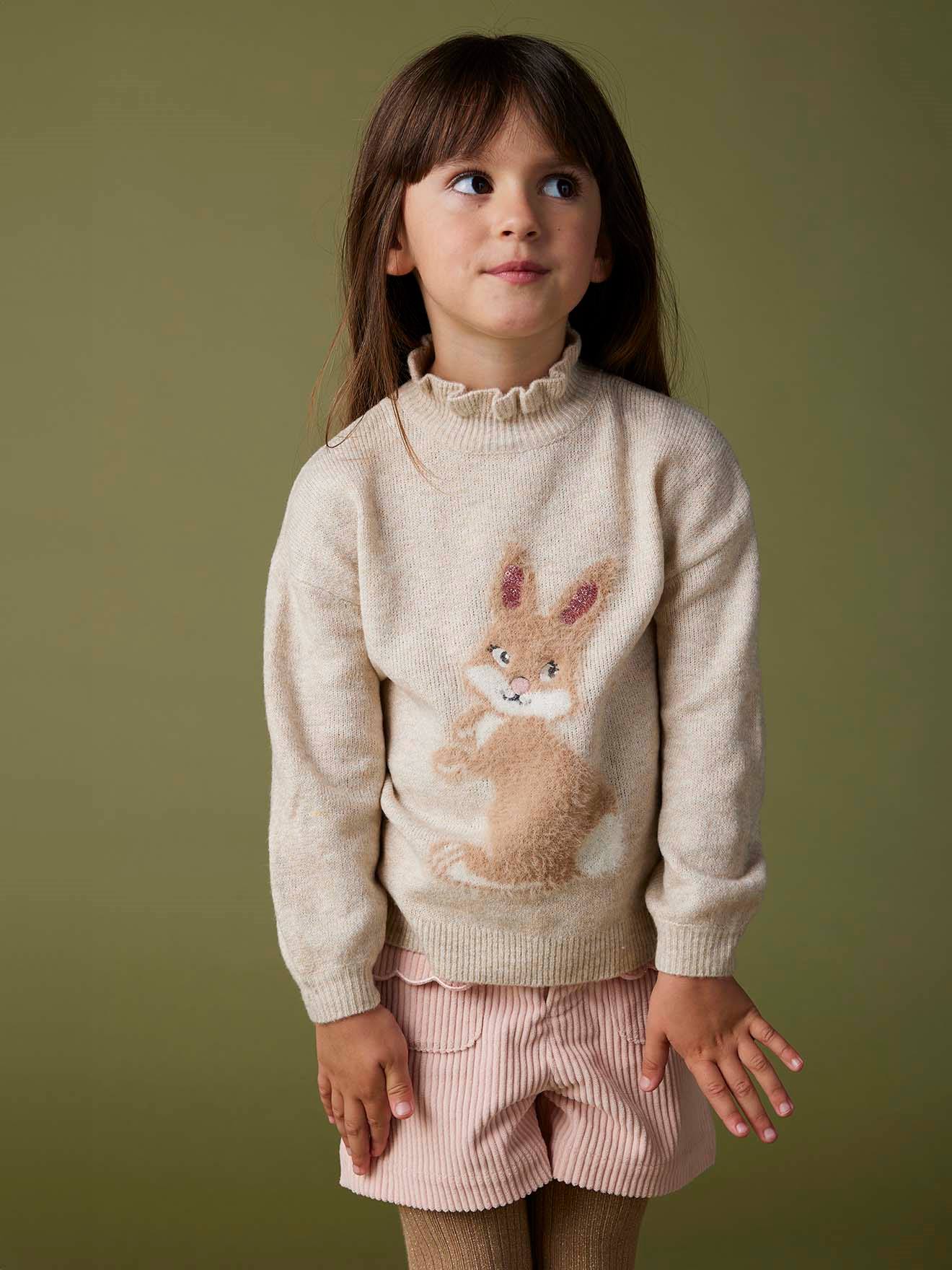 Vertbaudet Meisjestrui In Jacquard Met Pailletten Gemêleerd Beige