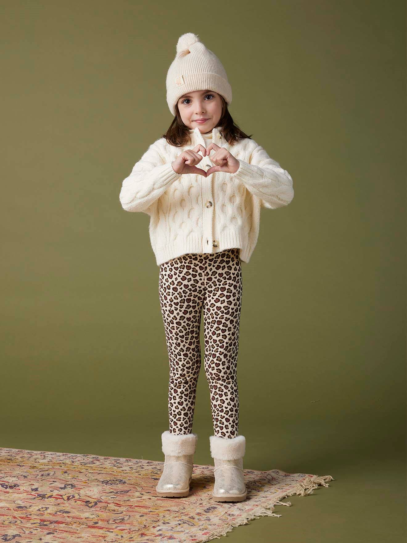 Vertbaudet Meisjeslegging Met Fleecevoering Bruin Met Print
