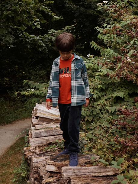 Chemise à carreaux garçon doublée sherpa carreaux vert - vertbaudet enfant 