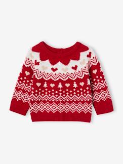 Baby-Trui, vest, sweater-Mädchen Baby Weihnachtspullover aus Jacquardstrick Oeko-Tex