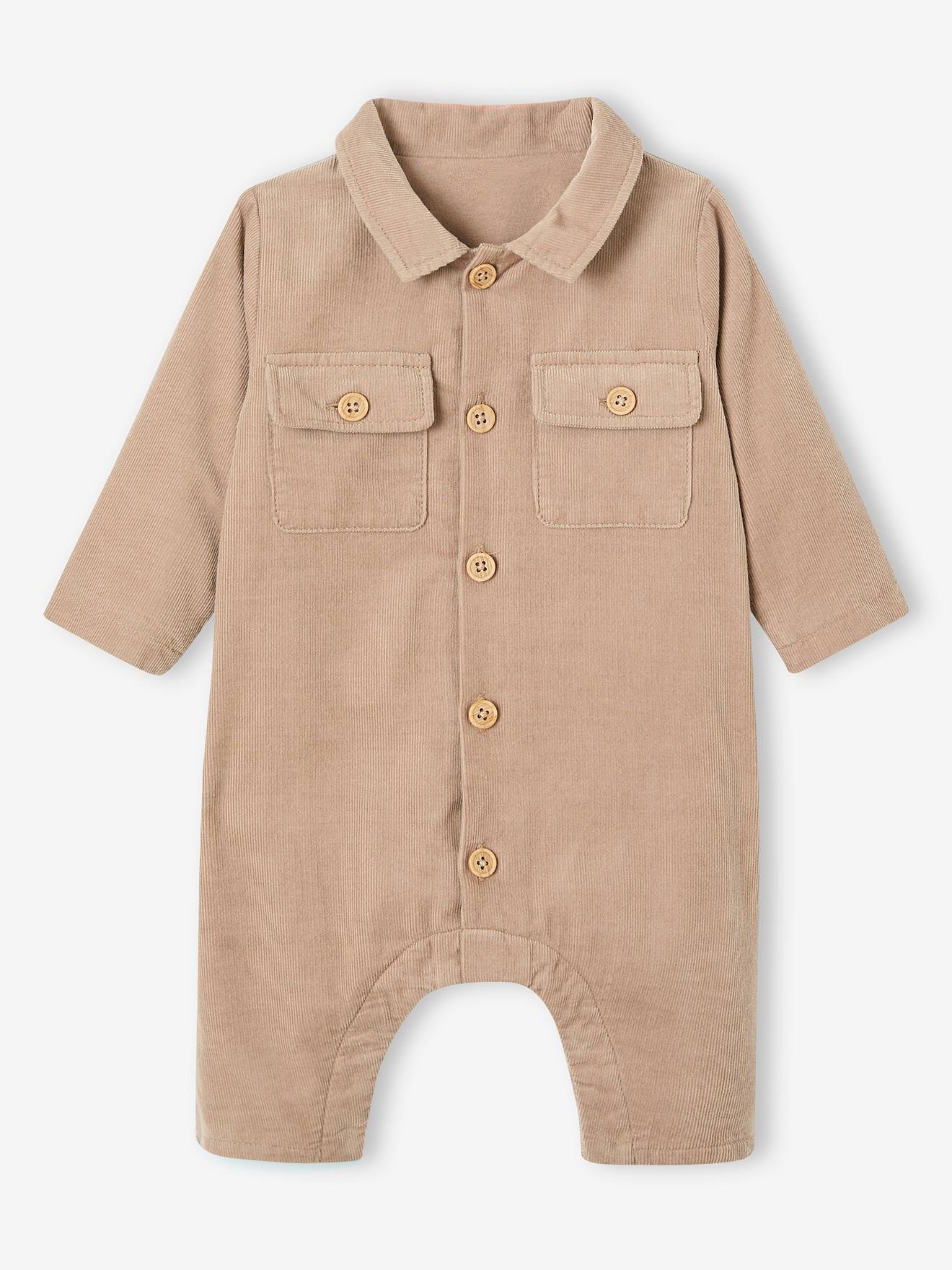 Vertbaudet Ribfluwellen Salopette Voor Baby's Beige