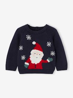 Baby-Trui, vest, sweater-Baby Jacquardpullover mit Weihnachtsmann