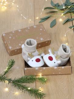 Schoenen-Baby schoenen 17-26-Slofjes-Kerstslofjes Rendier