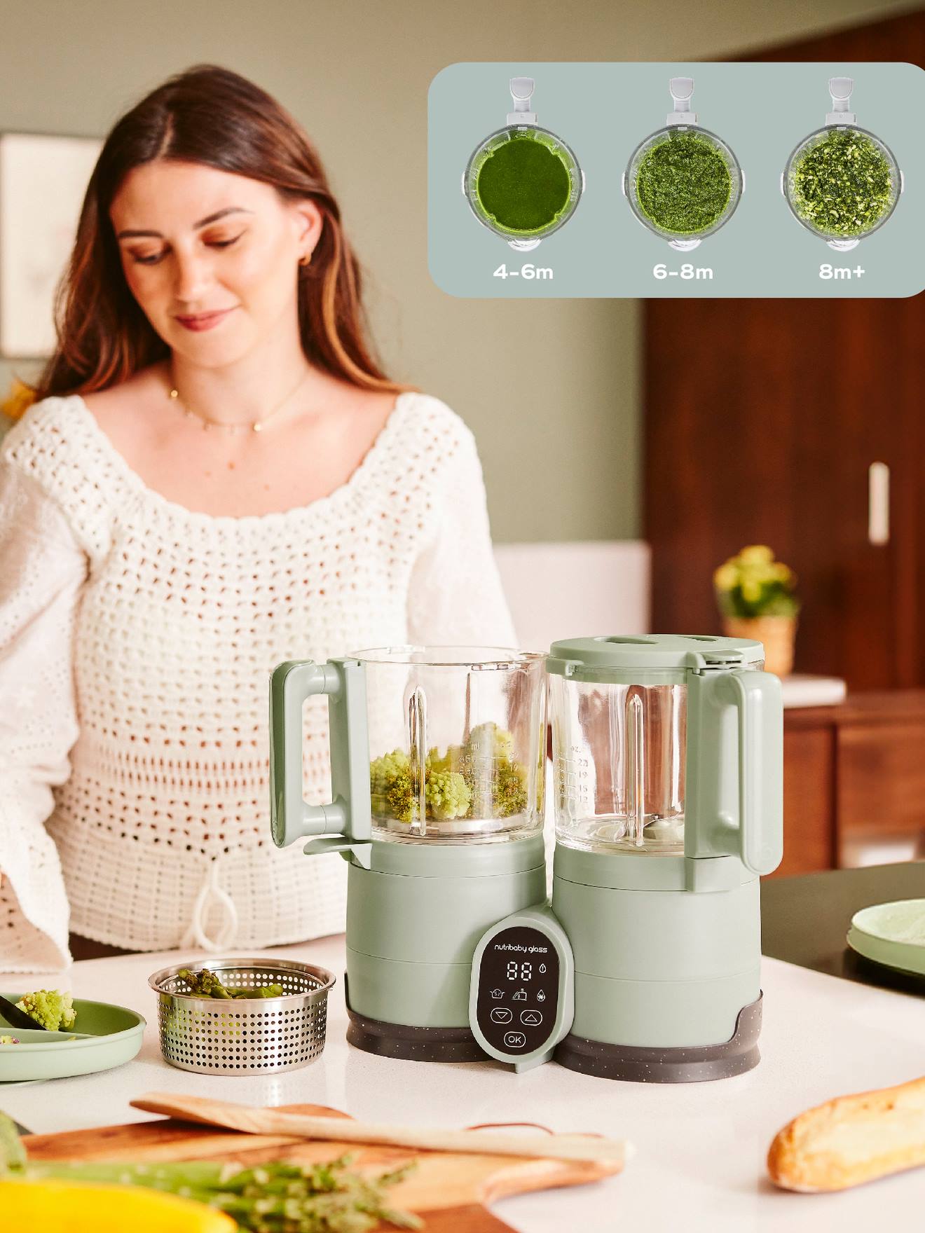 Multifunctionele keukenmachine Nutribaby Glass BABYMOOV groen