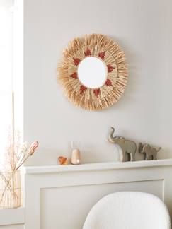 Linnengoed en decoratie-Ronde raffia spiegel