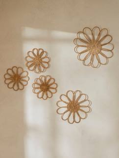 Linge de maison et décoration-Lot de 5 fleurs murales en rotin