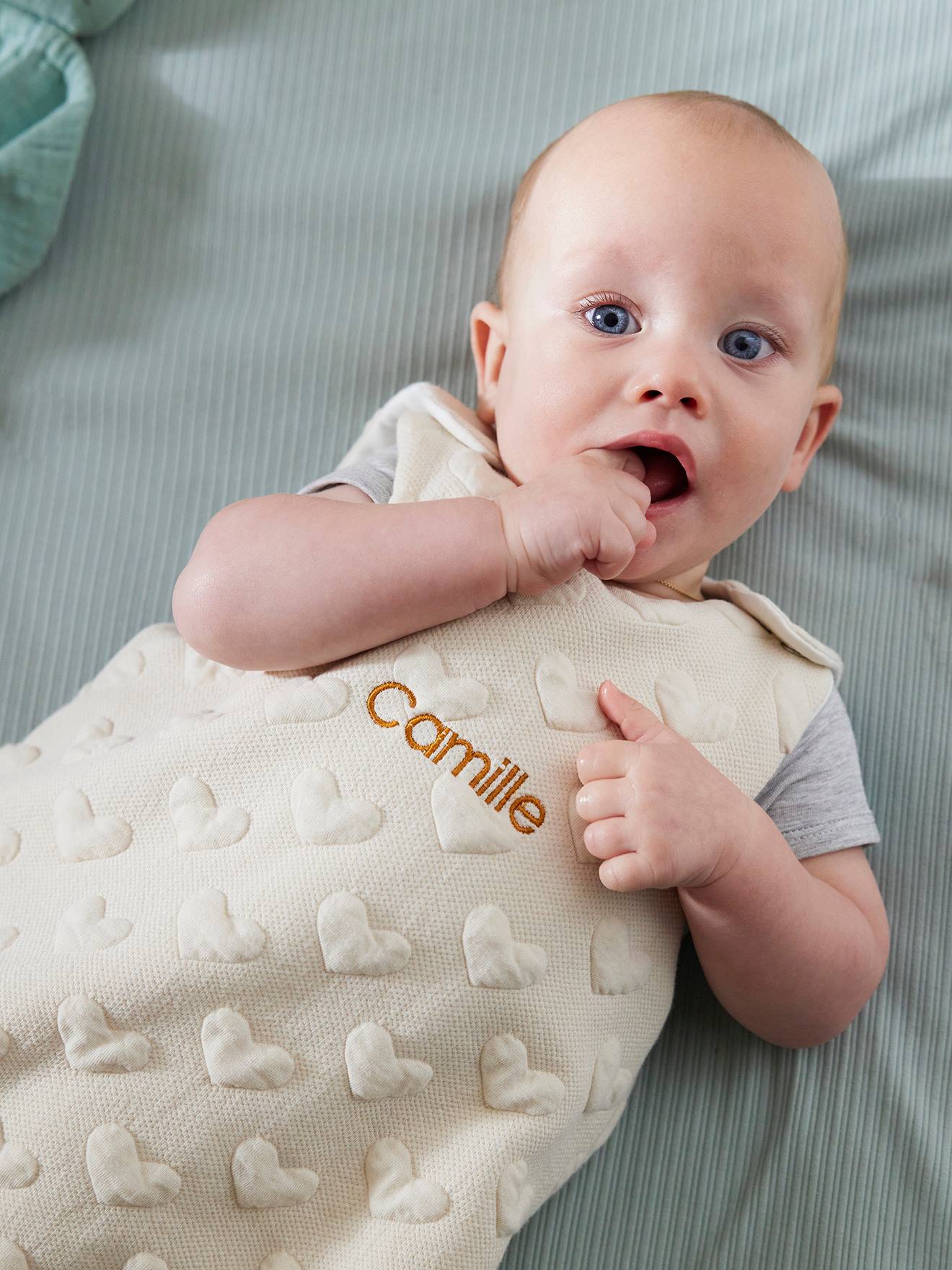 Vertbaudet Speciale Zomerse Trappelzak Coeurs Beige