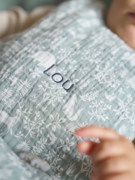 Gigoteuse sans manches en gaze de coton personnalisable DANS LES BOIS Oeko-Tex® vert sauge+vieux rose - vertbaudet enfant 