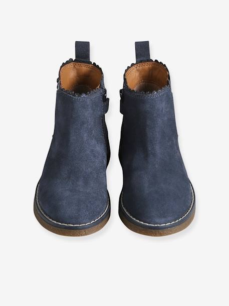 Boots cuir fille élastiquées collection maternelle marine+or - vertbaudet enfant 
