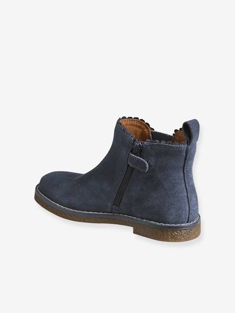 Boots cuir fille élastiquées collection maternelle marine+or - vertbaudet enfant 