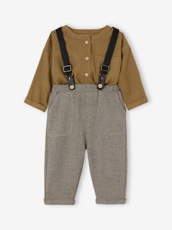 Bébé-Ensemble-Ensemble chemise + pantalon à bretelles bébé garçon