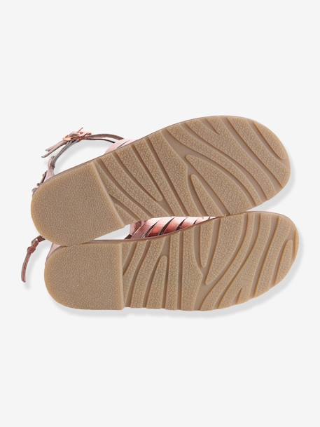 Sandales fille en cuir ARGENT MULTICO+Blanc+NOIR+ROSE FUCHSIA+ROSE PALE METALISE - vertbaudet enfant 