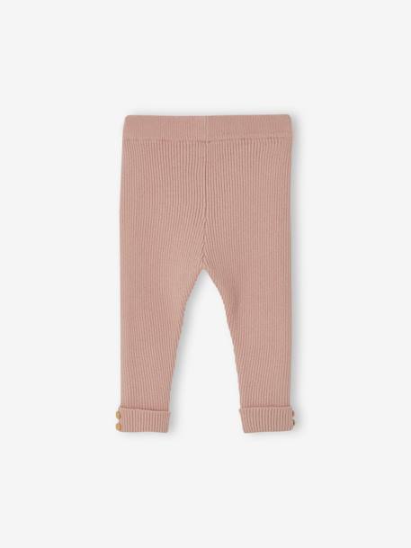 Legging en tricot bébé beige+rose poudré+vert de gris - vertbaudet enfant 