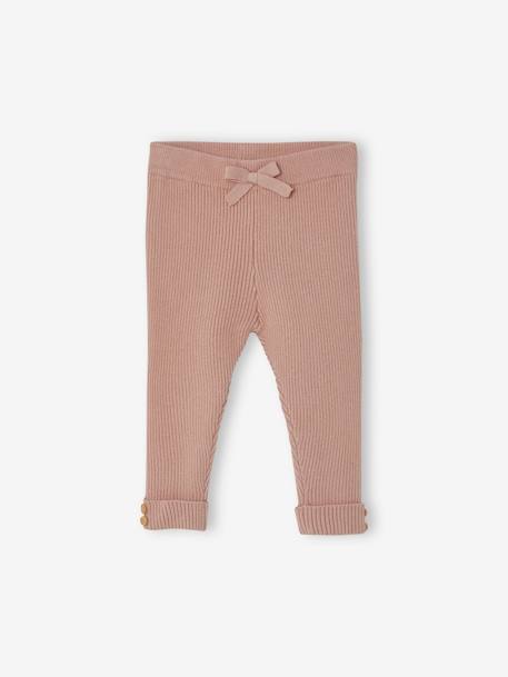Legging en tricot bébé beige+rose poudré+vert de gris - vertbaudet enfant 