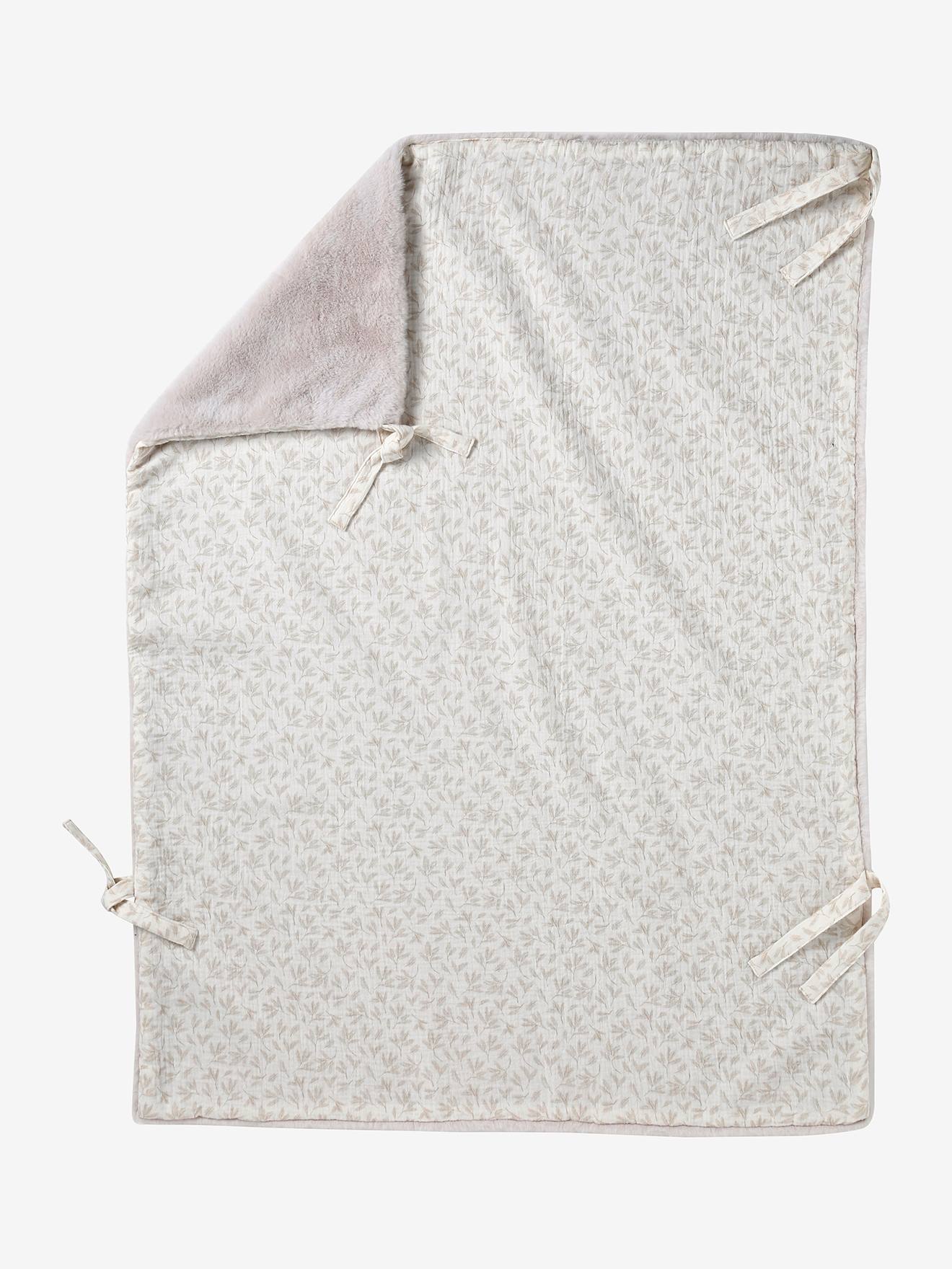Vertbaudet Dubbelzijdige Plaid Voor Kinderwagen Hygge Beige, Bedrukt