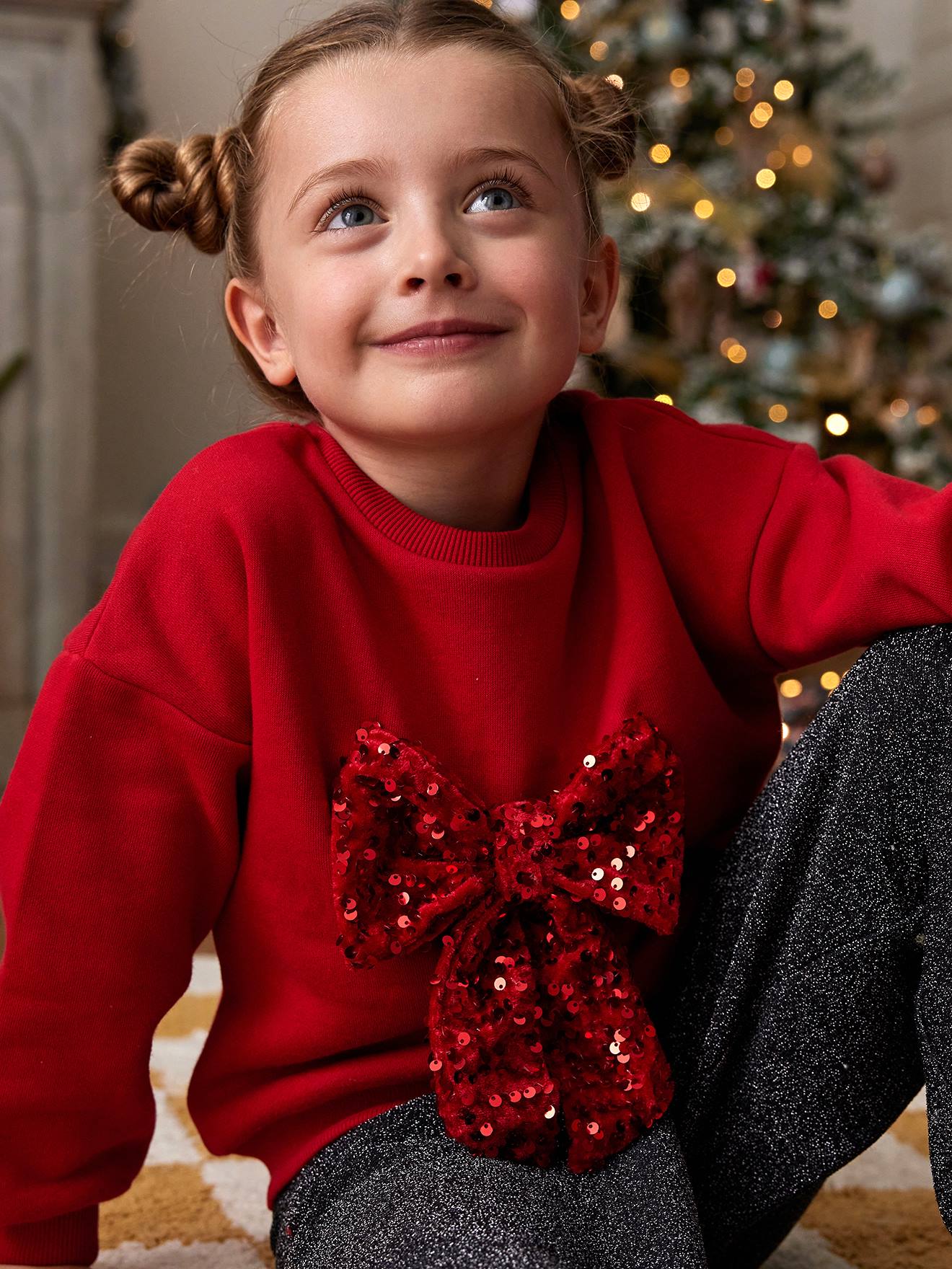Vertbaudet Kerstsweater Voor Meisjes Met Lovertjes Rood