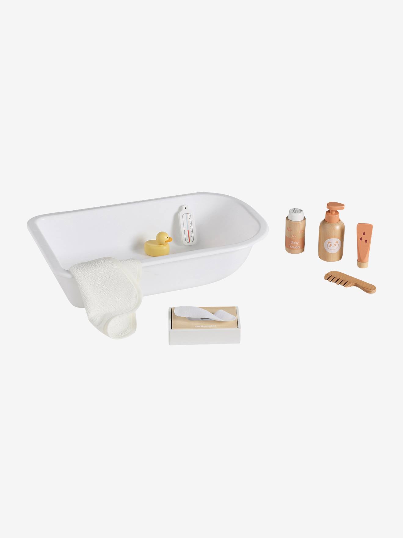 Set d'accessoires bain poupon en bois FSC® - blanc, Jouet