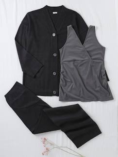 Zwangerschapskleding-Borstvoeding-3-delige zwangerschaps- en borstvoedingsset: tanktop + vest + broek met wijde pijpen