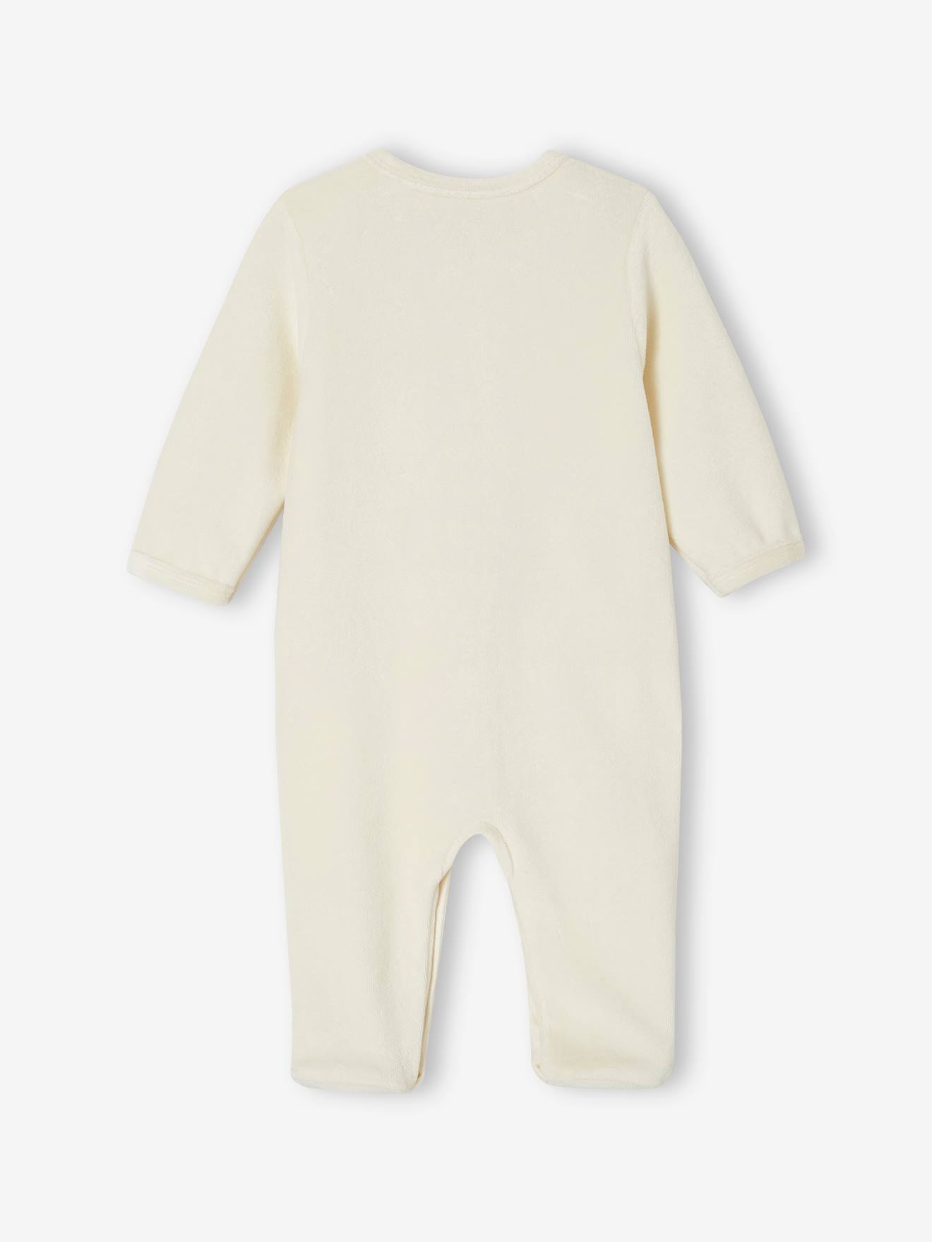 Lot 2 Dors-Bien Bébé Velours Jaune Pâle 24M (86 Cm) – Uni & Pois, Pieds Antidérapants, Ouverture Dos Pressions