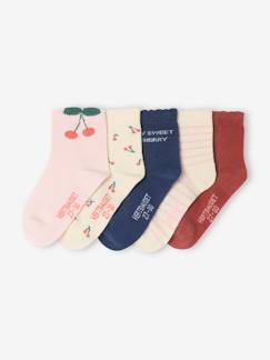 Fille-Sous-vêtement-Chaussettes-Lot de 5 paires de mi-chaussettes cerises fille