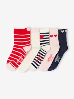 Fille-Sous-vêtement-Chaussettes-Lot de 5 paires de mi-chaussettes cœurs fille