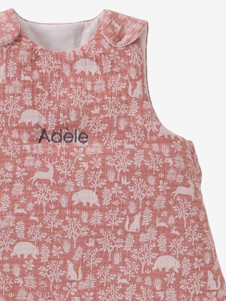 Gigoteuse sans manches en gaze de coton personnalisable DANS LES BOIS Oeko-Tex® vert sauge+vieux rose - vertbaudet enfant 