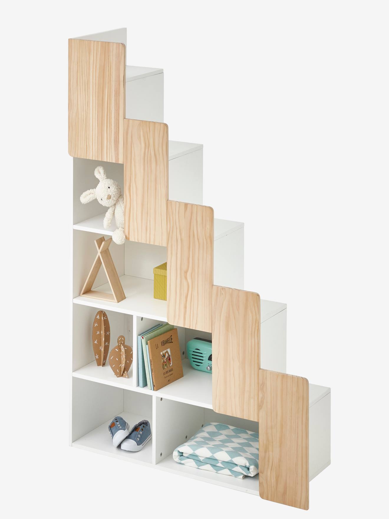 Escalier avec rangement pour combiné EASYSPACE - blanc/bois, Chambre et  rangement