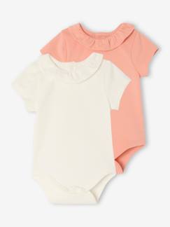 -Set van 2 rompers voor baby met sierkraag met korte mouwen