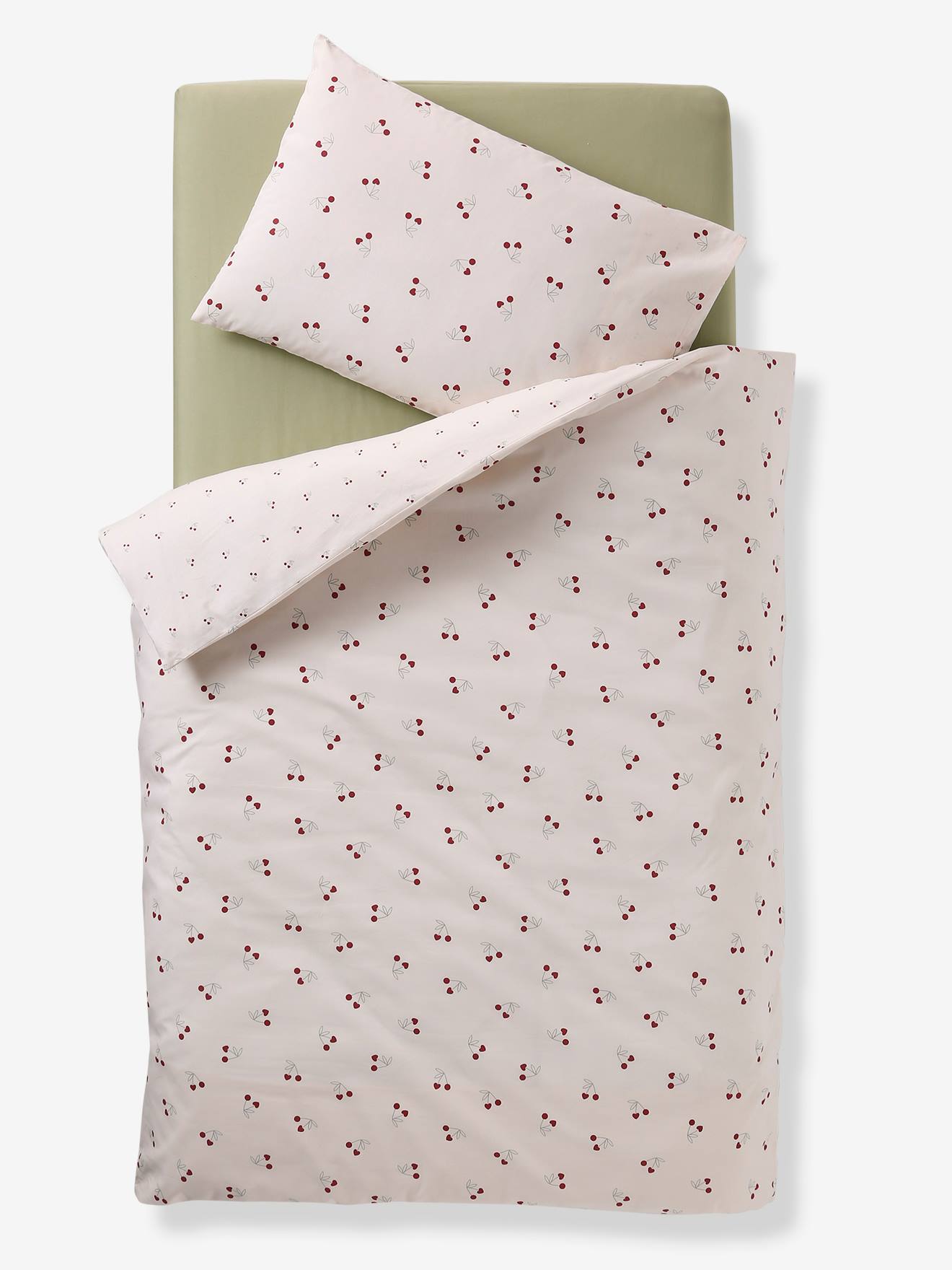 Vertbaudet Set Dekbedovertrek + Kussensloop Voor Baby's Cherry Beige, Bedrukt