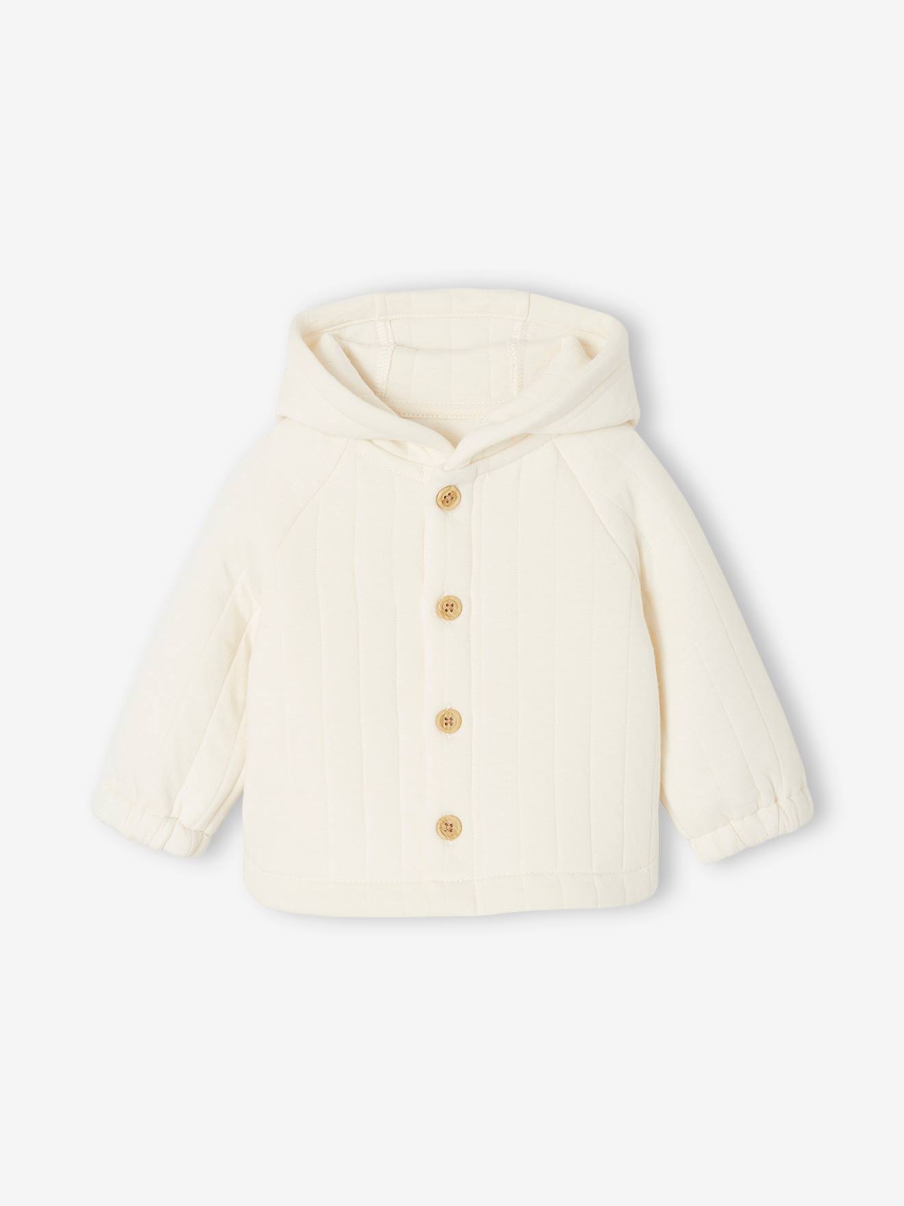 Vertbaudet Fleece Gewatteerd Vestje Met Capuchon Voor Pasgeborene Ecru