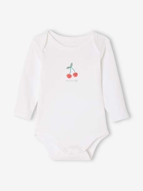 Lot de 3 bodies manches longues à cerises rose pâle - vertbaudet enfant 