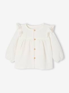 Bébé-Chemise, blouse-Blouse à volants bébé en gaze de coton