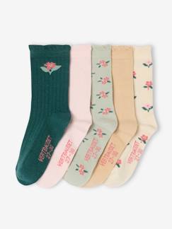 Fille-Sous-vêtement-Chaussettes-Lot de 5 paires de chaussettes fleurs fille