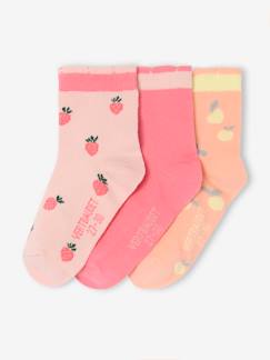 Fille-Sous-vêtement-Chaussettes-Lot de 3 paires de mi-chaussettes fruits fille