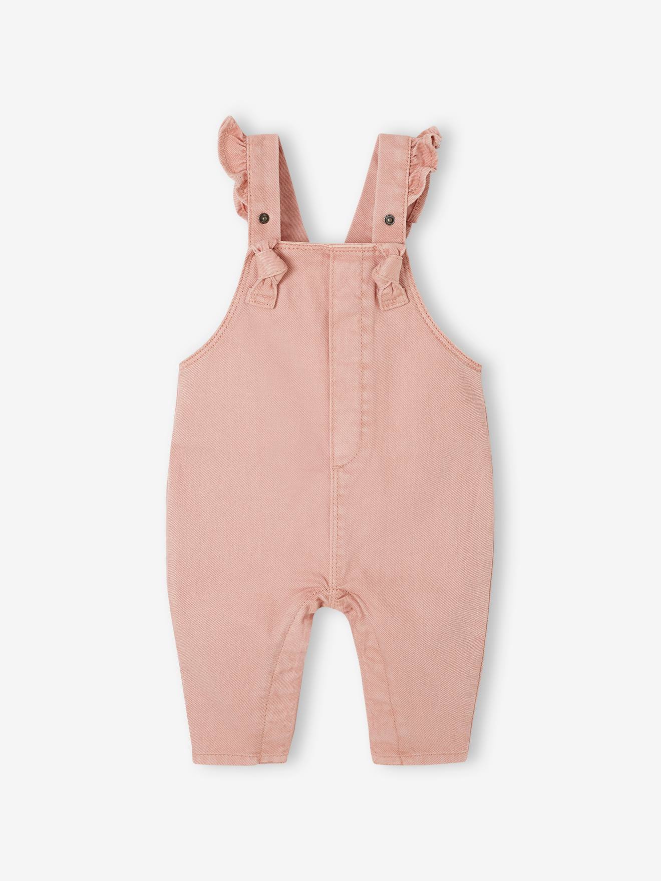 Vertbaudet Tuinbroek Van Keperstof Met Ruches Voor Baby's Roze (poederkleur)