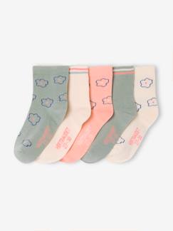 Fille-Sous-vêtement-Chaussettes-Lot de 5 paires de mi-chaussettes fleurs fille