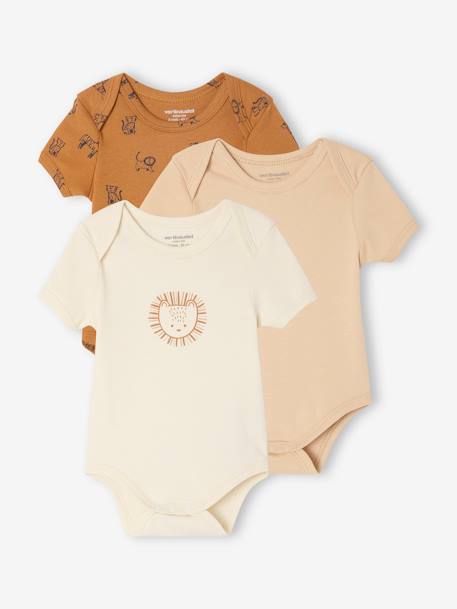 Set van 3 Safari rompers korte mouwen kameel - vertbaudet enfant 