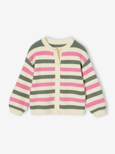 Fille-Pull, gilet, sweat-Gilet fille en côtes perlée