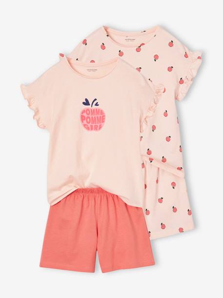 Fille-Pyjama, surpyjama-Lot de 2 Pyjashorts pommes fille