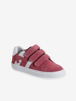 Chaussures-Chaussures fille 23-38-Baskets scratchées cuir enfant