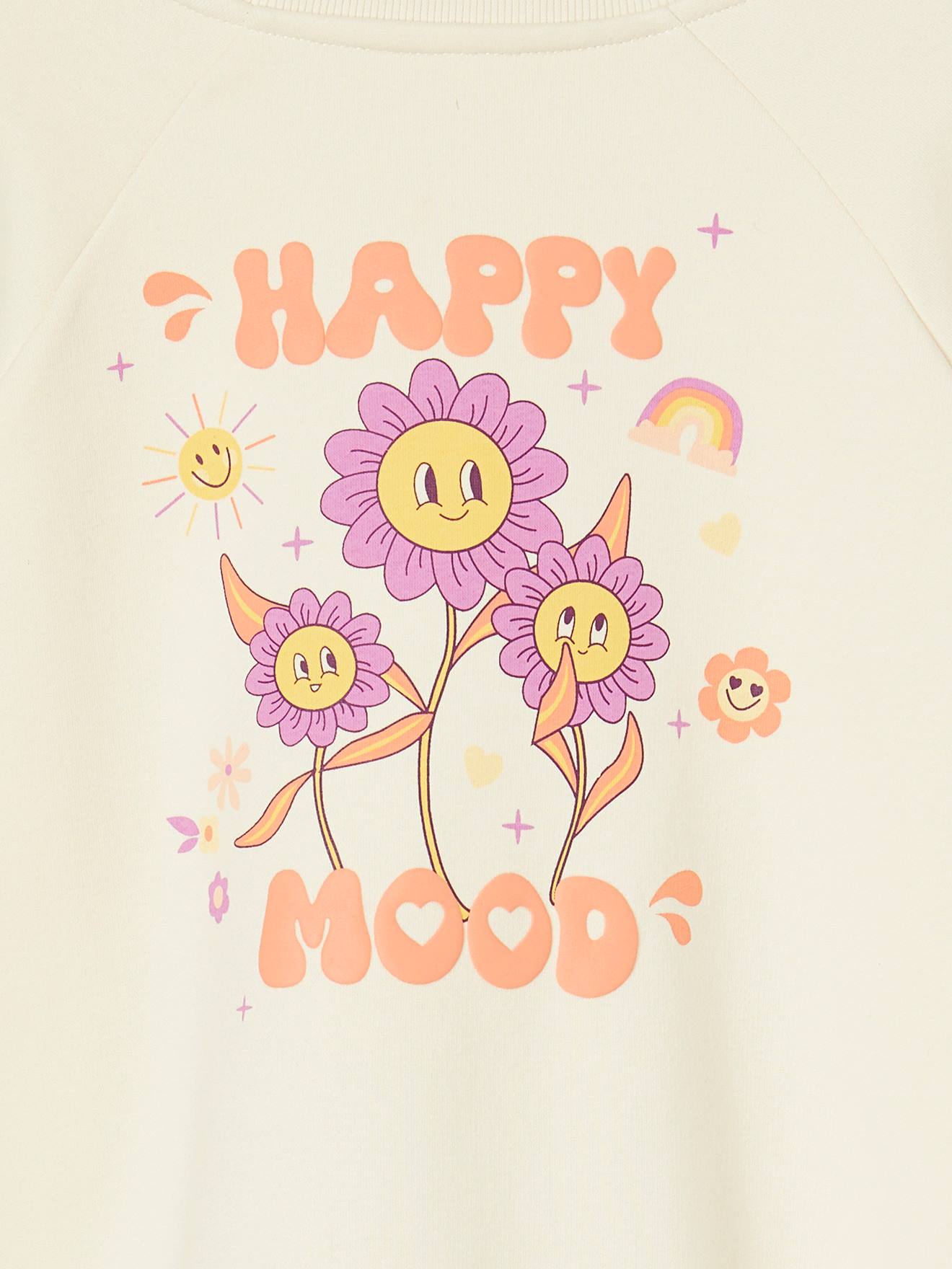 VERTBAUDET Ensemble Robe-Sweat Motifs Fleurs + Corsaire Fille Écru 3A - Style Confort