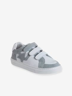 Chaussures-Chaussures fille 23-38-Baskets scratchées cuir enfant