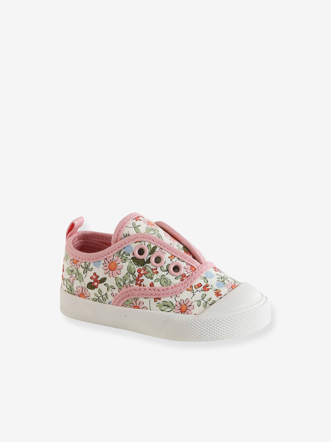 Vertbaudet Stoffen Elastische Babysneakers Roze, Bedrukt