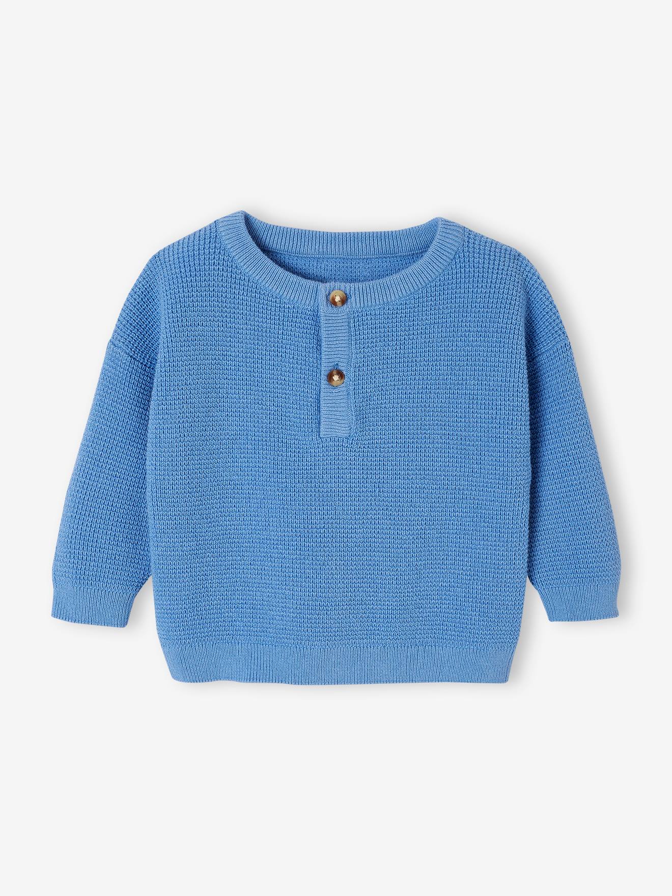 Vertbaudet Baby Trui In Honingraat Gebreid Met Tunesische Hals Blauw