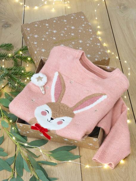 Fille-Coffret de Noël pull jacquard motif animal + accessoire fille