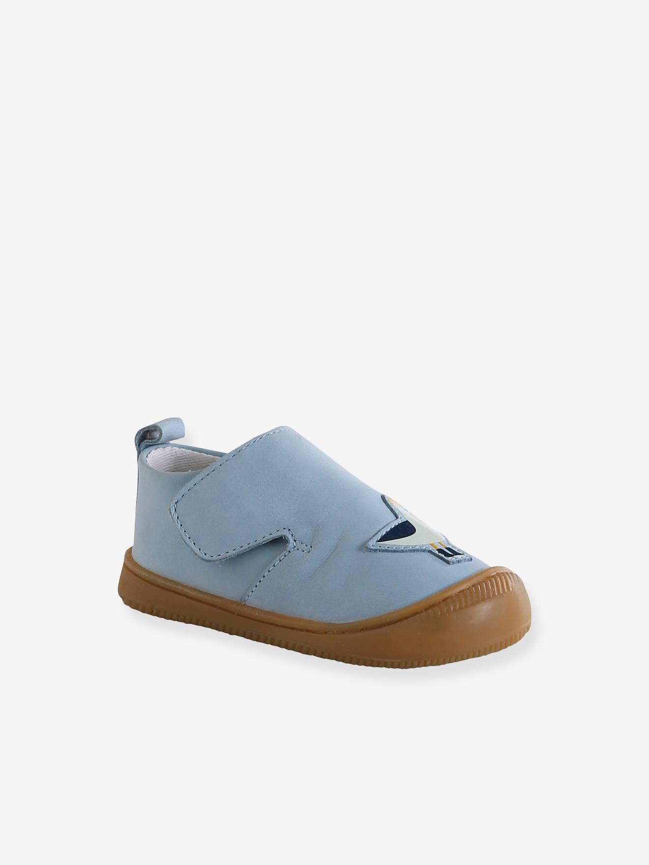 Vertbaudet Klittenband Baby Slofjes Van Soepel Leer Bleekblauw