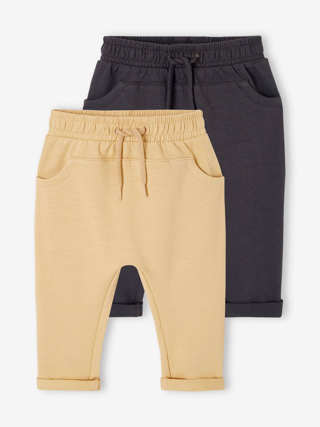 Vertbaudet Set Van 2 Fleece Broeken Basics Baby Cappuccino